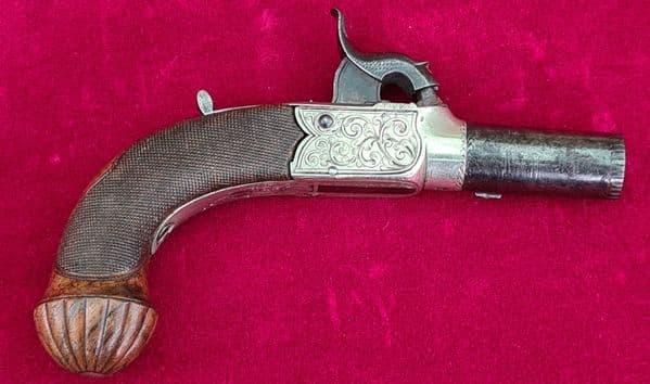 A rare and very high quality English 19th Century diminutive percussion pistol. C. 1840. Ref 3952.